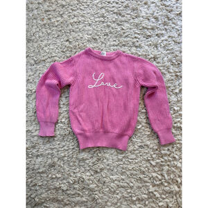 Girls Birdie Bean Pink Love Knit Sweater Size 7 Bamboo Cotton
